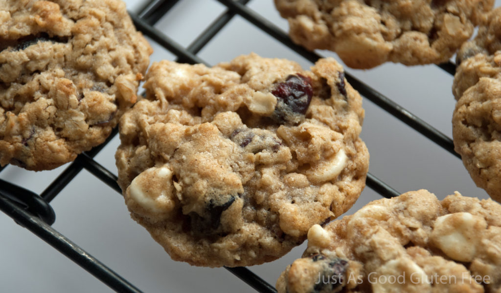 Gluten Free Oatmeal Cookies with Dried Cranberries and White Chocolate