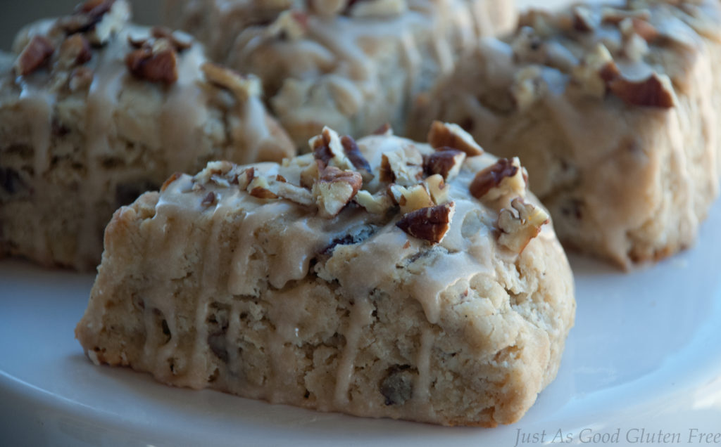 Gluten Free Pecan Scone with Maple Glaze 