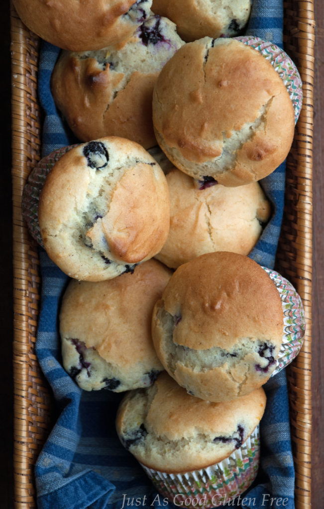 Basket of Gluten Free Blueberry Muffins
