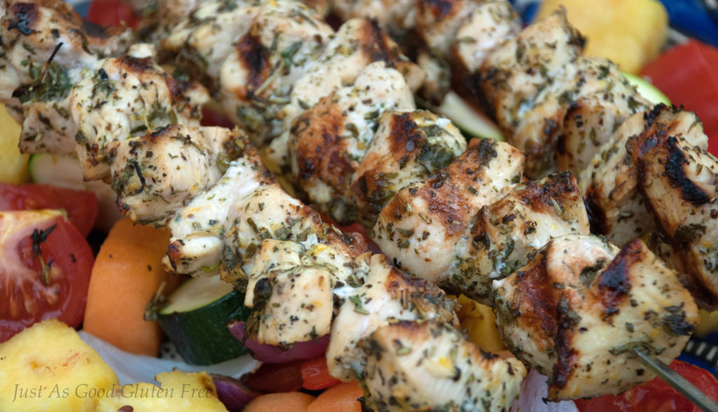 Gluten Free Lemon Herb Chicken Kabob close-up