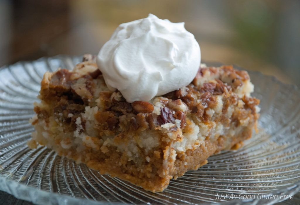 Gluten Free Pumpkin Crumble Cake Slice with Whipped Cream