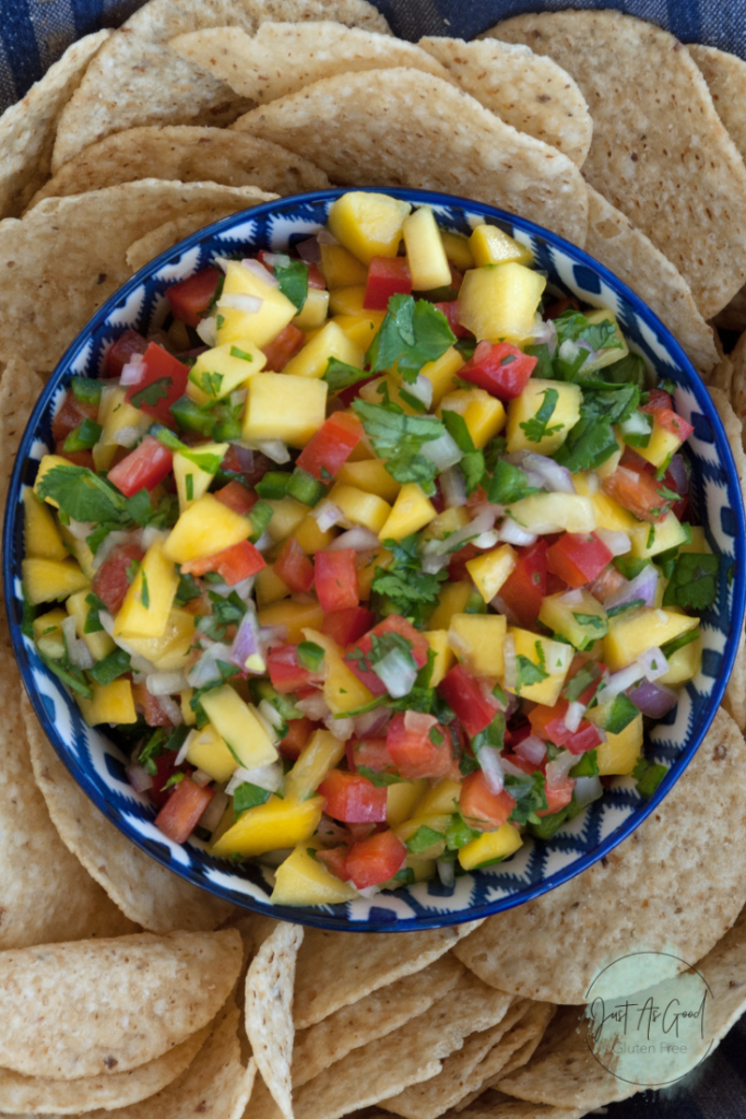 Mango salsa with tortilla chips