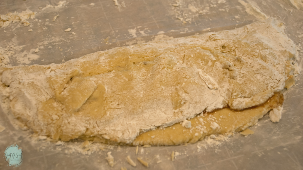 Gluten Free Apple Fritter Prep Dough Folded Over