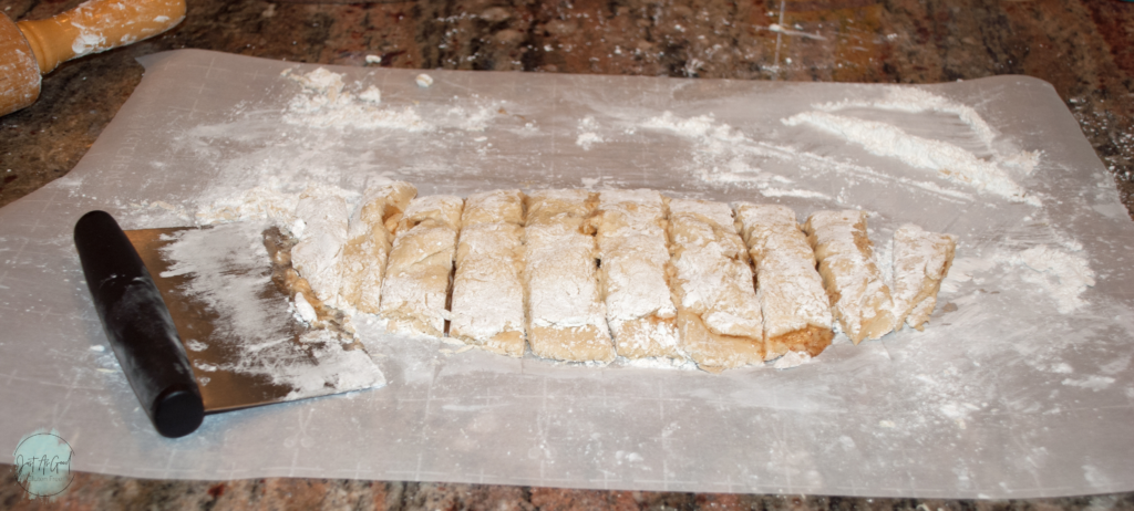 Gluten Free Apple Fritter Dough Prep vertical slice