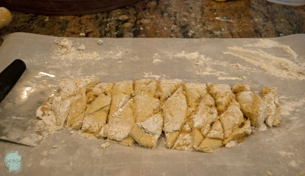 Gluten Free Apple Fritter Dough prep cross cut