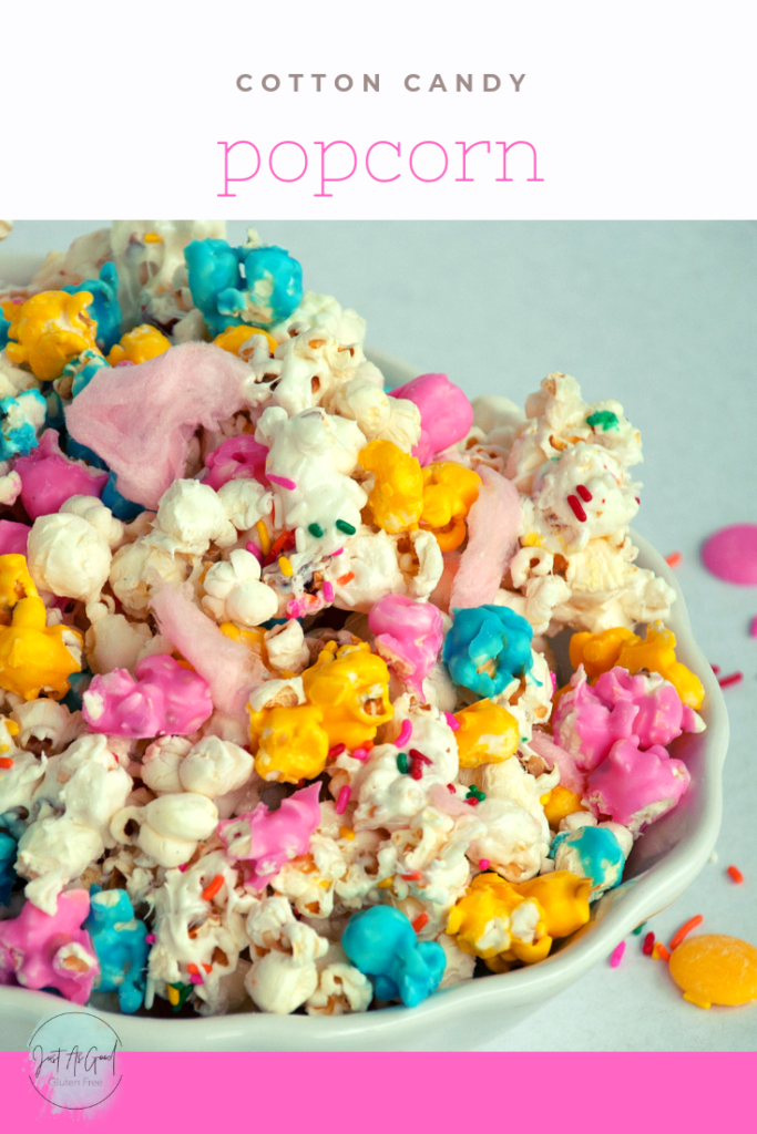 Yellow, pink and blue cotton candy popcorn