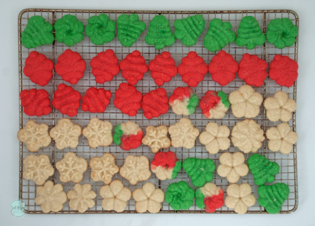 Gluten Free Spritz Cookies no icing on cooling rack