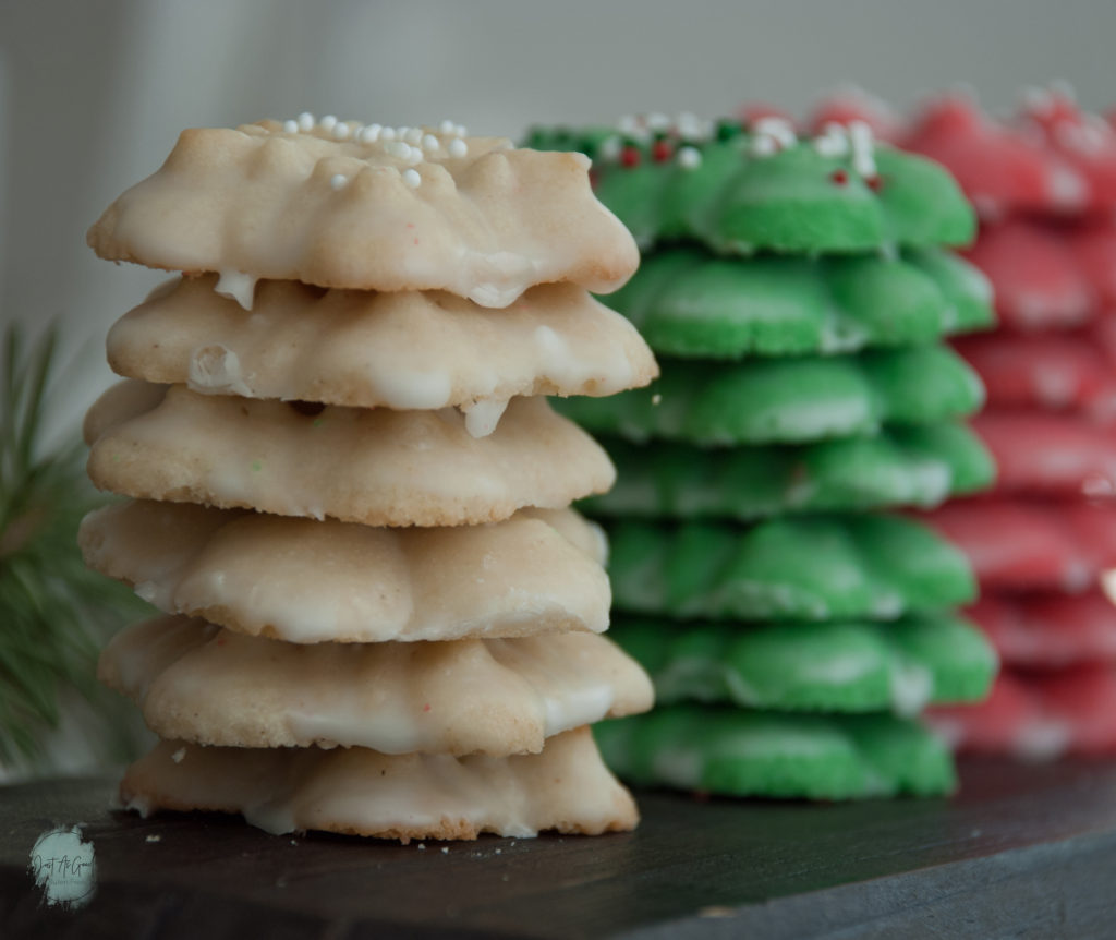 Gluten Free Spritz Cookies stacked in rows