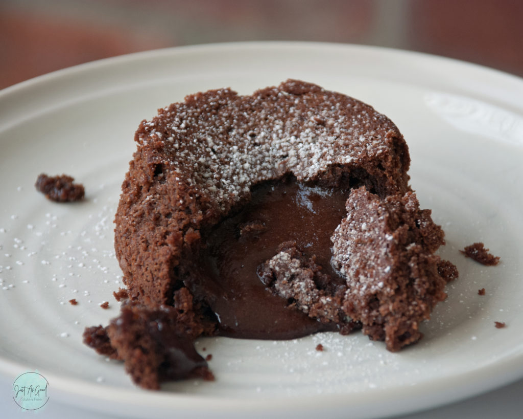 Gluten Free Molten Lava Cake single cut open