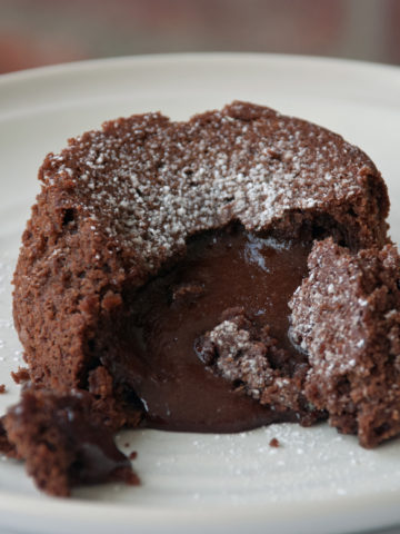 Gluten Free Molten Lava Cake single cut open