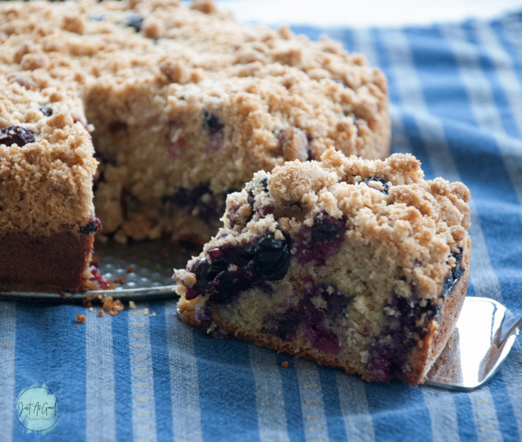 Gluten Free Blueberry Crumble Cake Slice close up