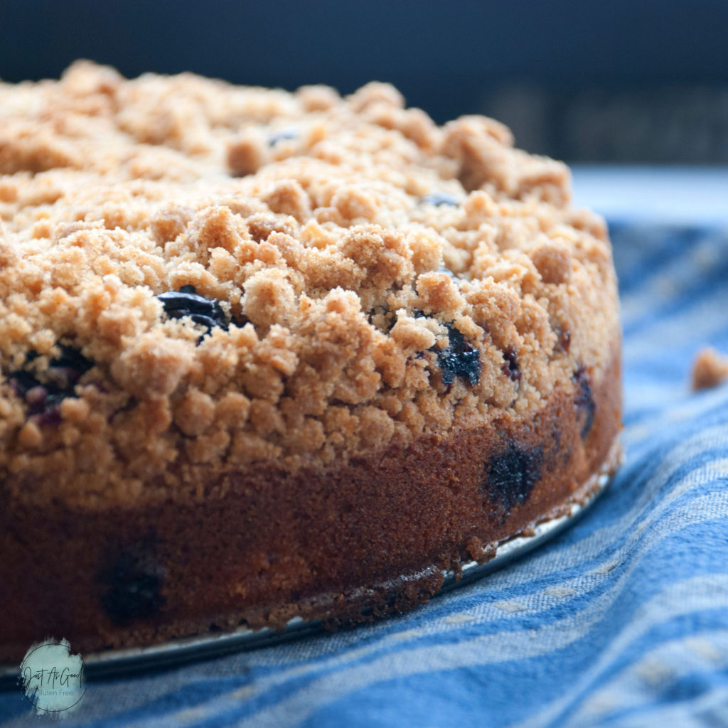 Gluten Free Blueberry Crumble Cake Side View