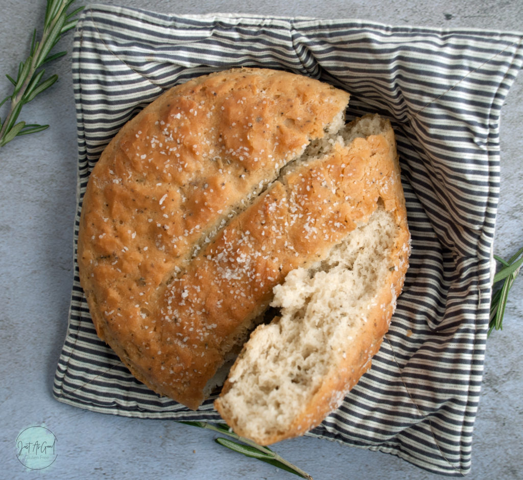 Gluten Free Rosemary Bread pulled apart