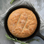 Gluten Free Rosemary Bread in cast iron pan