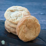 Top view of gluten free snickerdoodle cookies stacked