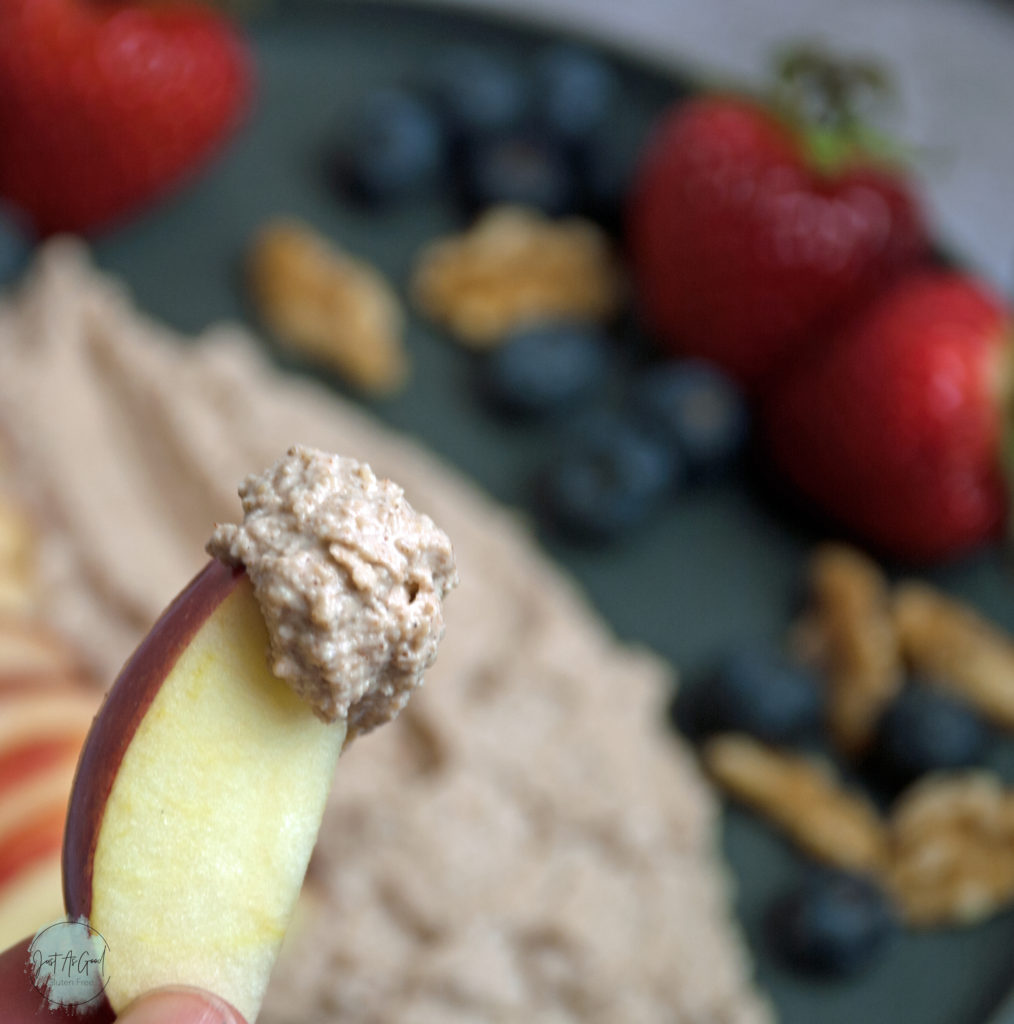 Walnut Snickerdoodle Dip on apple slice