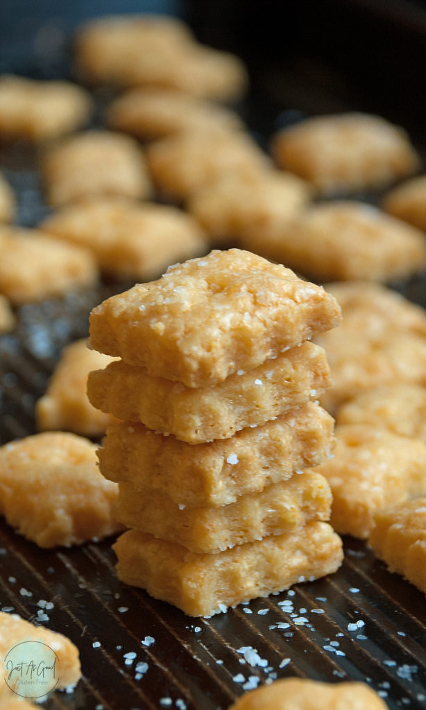 Stack of Gluten Free Cheddar Crackers