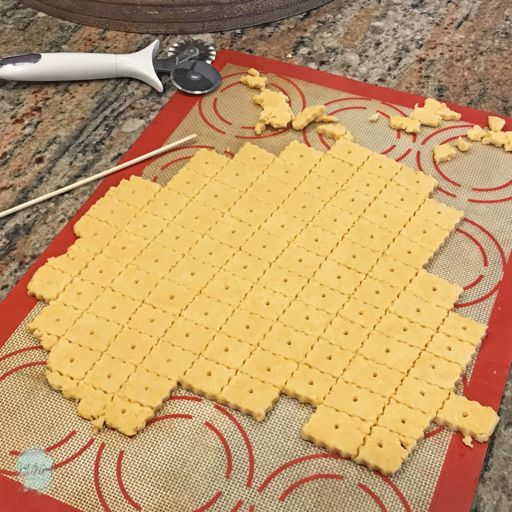 Gluten Free Cheddar Crackers PreBake Cut Out