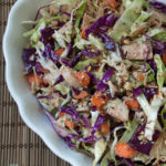 Side view of Gluten Free Asian Chicken Ramen Noodle Salad