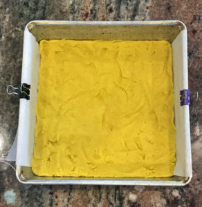 gluten free candy corn sugar cookie bars yellow dough