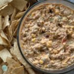 Creamy corn dip with tortillla chips