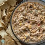 Creamy corn dip with tortillla chips
