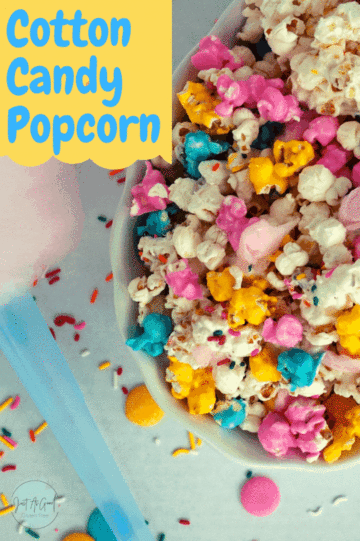bowl of cotton candy and colorful popcorn