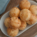 A birds eye view of a plate of Gluten Free Brazilian Cheese Bread Rolls