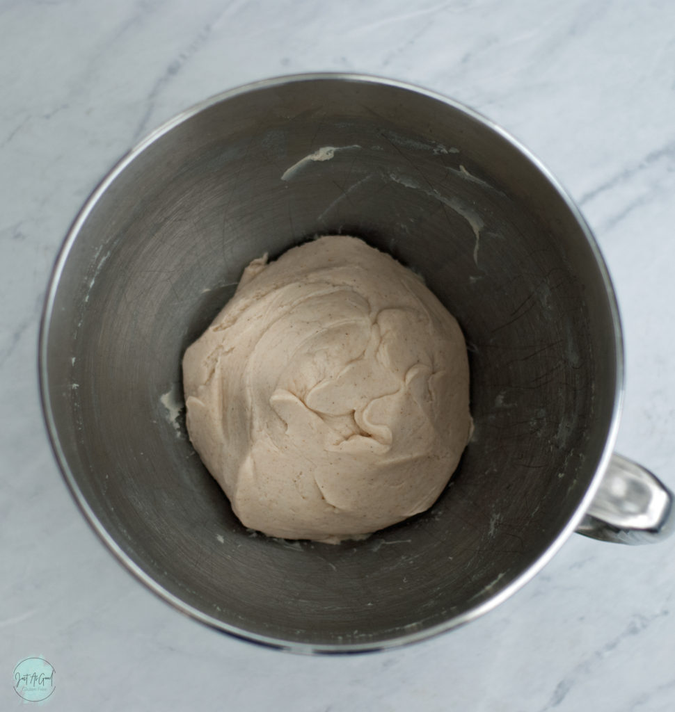 dough in mixing bowl