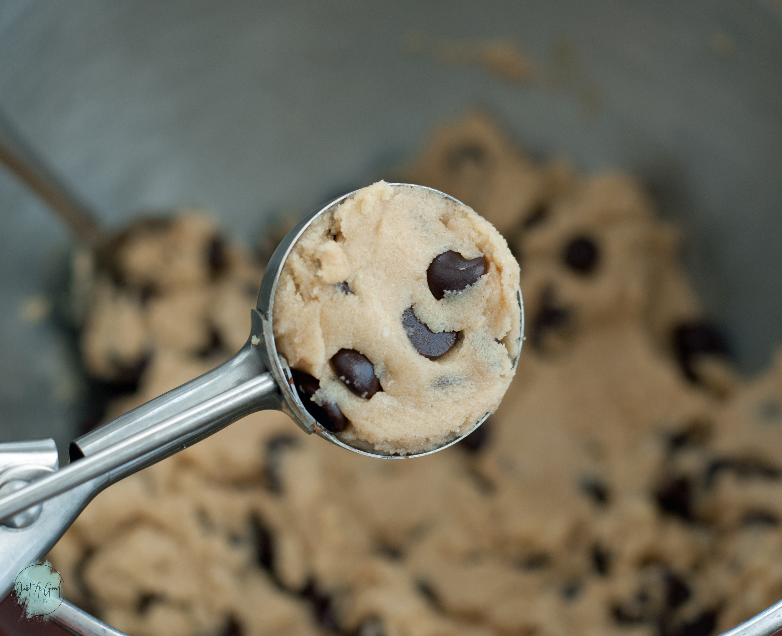 a scoop of chocolate chip cookie dough