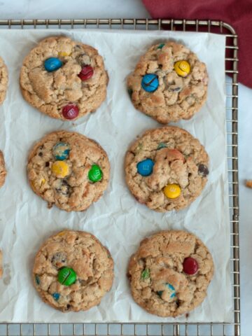 a cookie rack of monster cookies